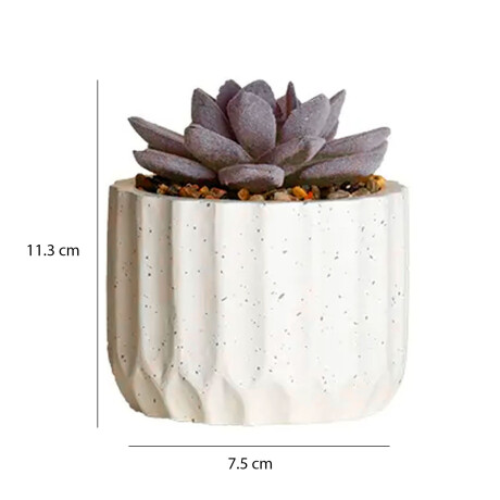 Mini Planta Artificial Decorativa Maceta Acanalada Cemento Lila
