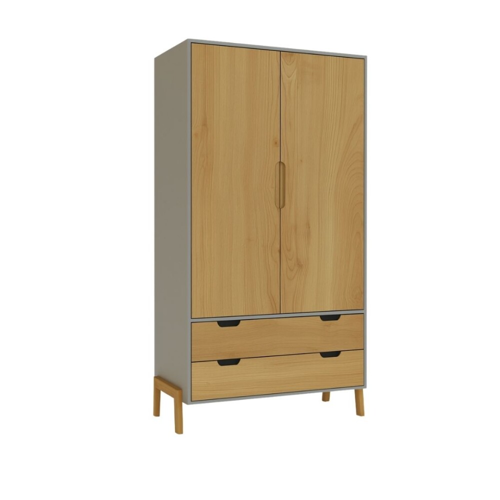 ROPERO 2 PUERTAS LINEA WOOD GRIS
