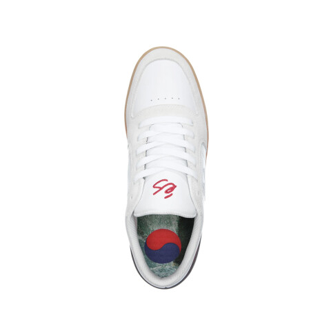 éS EOS White W/ Red & Blue