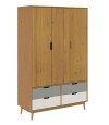 Ropero 3 Puertas 4 Cajones Li­nea Niordica Roble/Gris claro/Blanco