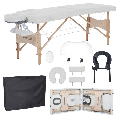 Cama Camilla Masajes Portatil Plegable 2 Secciones Blanco