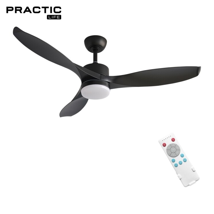 Ventilador de Techo Practic Life FS52011 con Luz LED y Control Remoto Negro