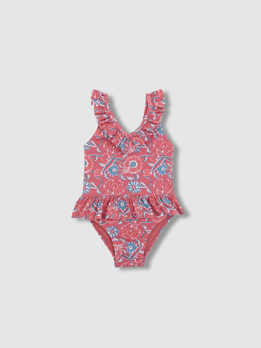 Bañador Estampado Flores Piedra