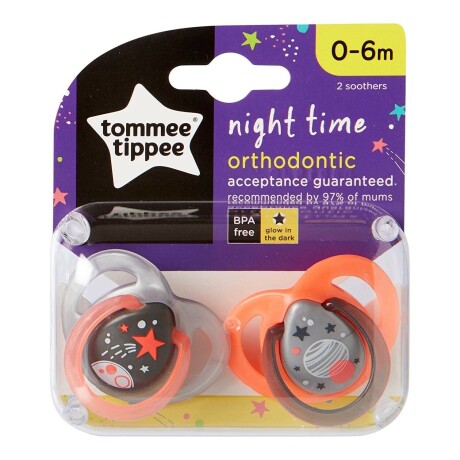 Set de 2 chupetes nocturnos 0 a 6 meses naranja