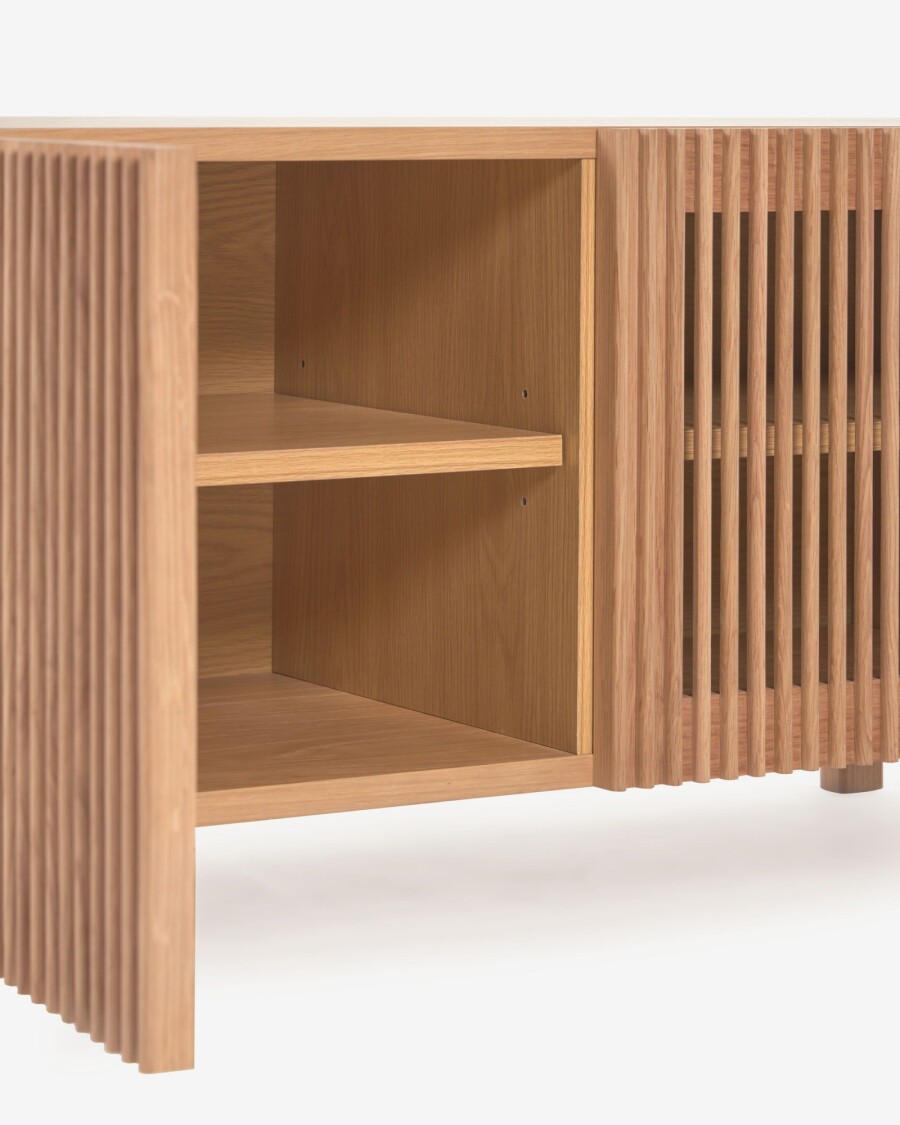 Banco Beyla con 2 puertas de madera maciza y chapa de roble 98,5 cm FSC 100% Banco Beyla con 2 puertas de madera maciza y chapa de roble 98,5 cm FSC 100%