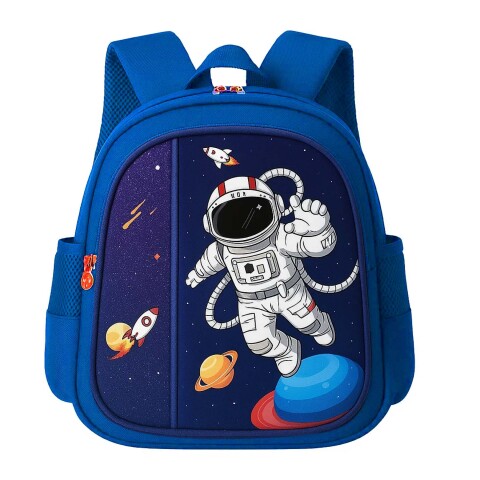 Mochila Escolar Infantil Reforzada Niños 33x24Cm Astronauta Azul Color