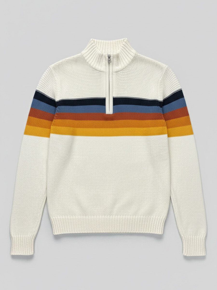 SWEATER NILO CON MEDIO CIERRE RUSTY - Crudo 