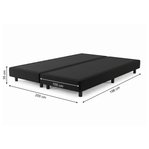 Base Box Sommier Tapizada Negra para Colchón 200x198x35 Doble