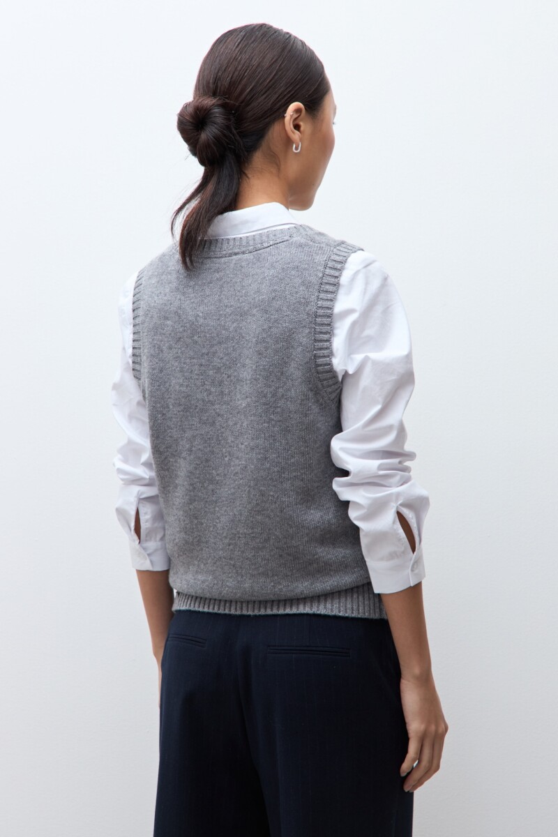Chaleco escote V gris melange