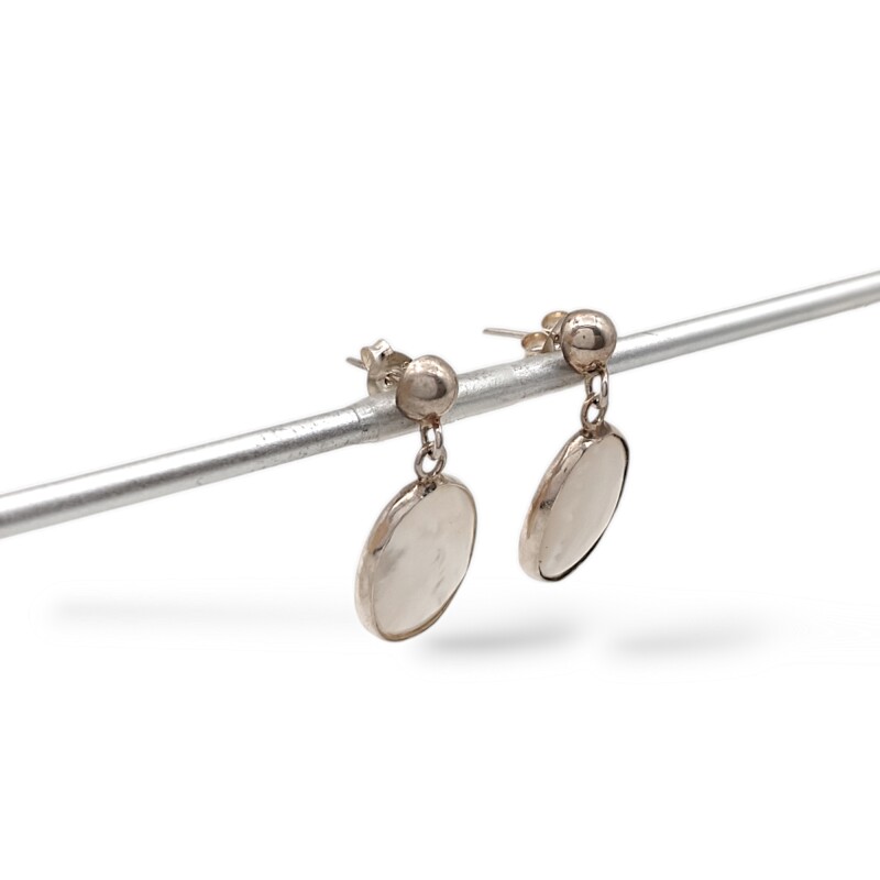 Caravanas Óvalo-Plata 925-Piedra Nácar-CA3090 conpiedra