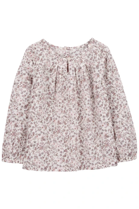 Blusa de algodón, con volado, diseño floral Blusa de algodón, con volado, diseño floral