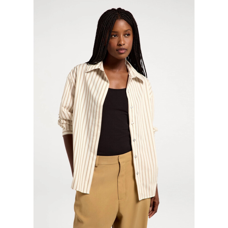 CAMISA ML FEM OFF WHITE E BEGE MÉDIO