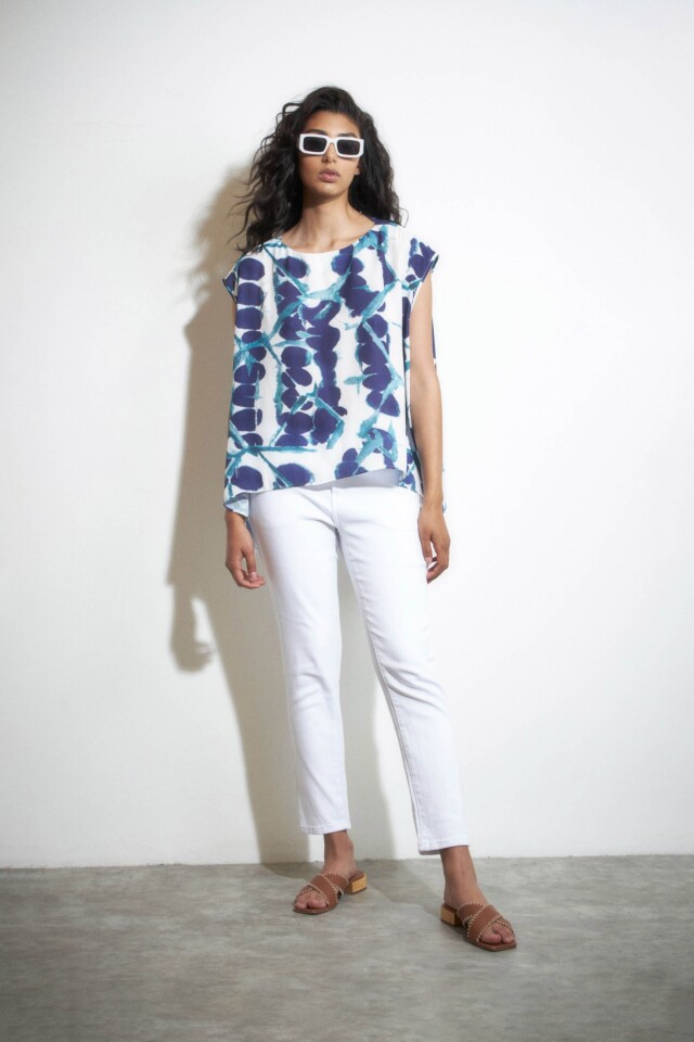 Blusa estampada turquesa