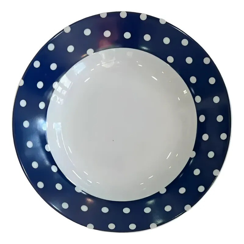 PLATO HONDO CON DISEÑO DE LUNARES AZUL - BG PLATO HONDO CON DISEÑO DE LUNARES AZUL - BG