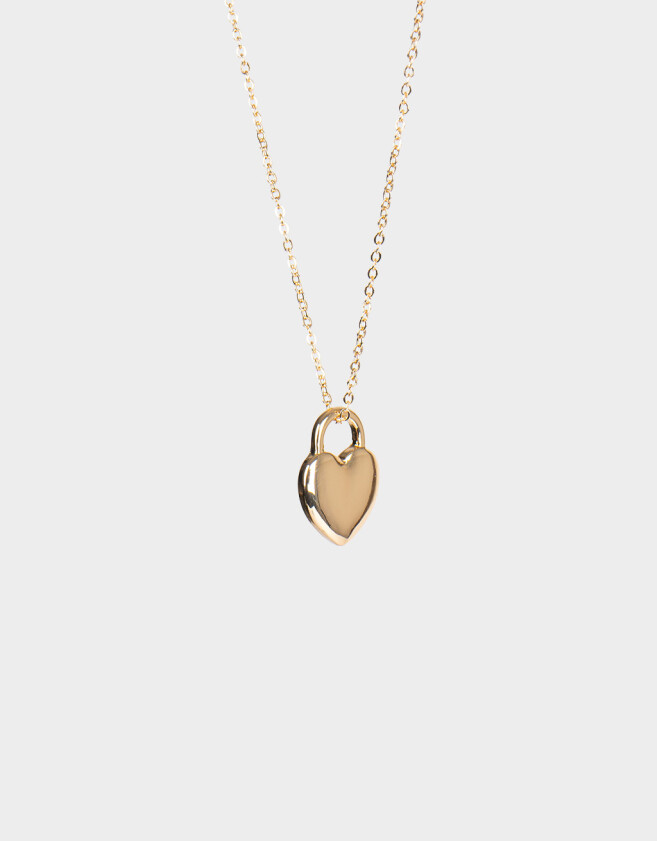 Cadena Corta con Dije Con corazón Collar Corto Con Dije Con Corazón - Dorado