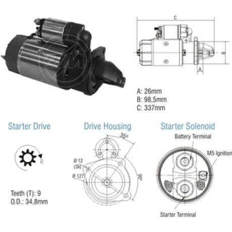 ARRANQUE - VALMET AGRALE BOSCH 12V 9D ZM ARRANQUE - VALMET AGRALE BOSCH 12V 9D ZM