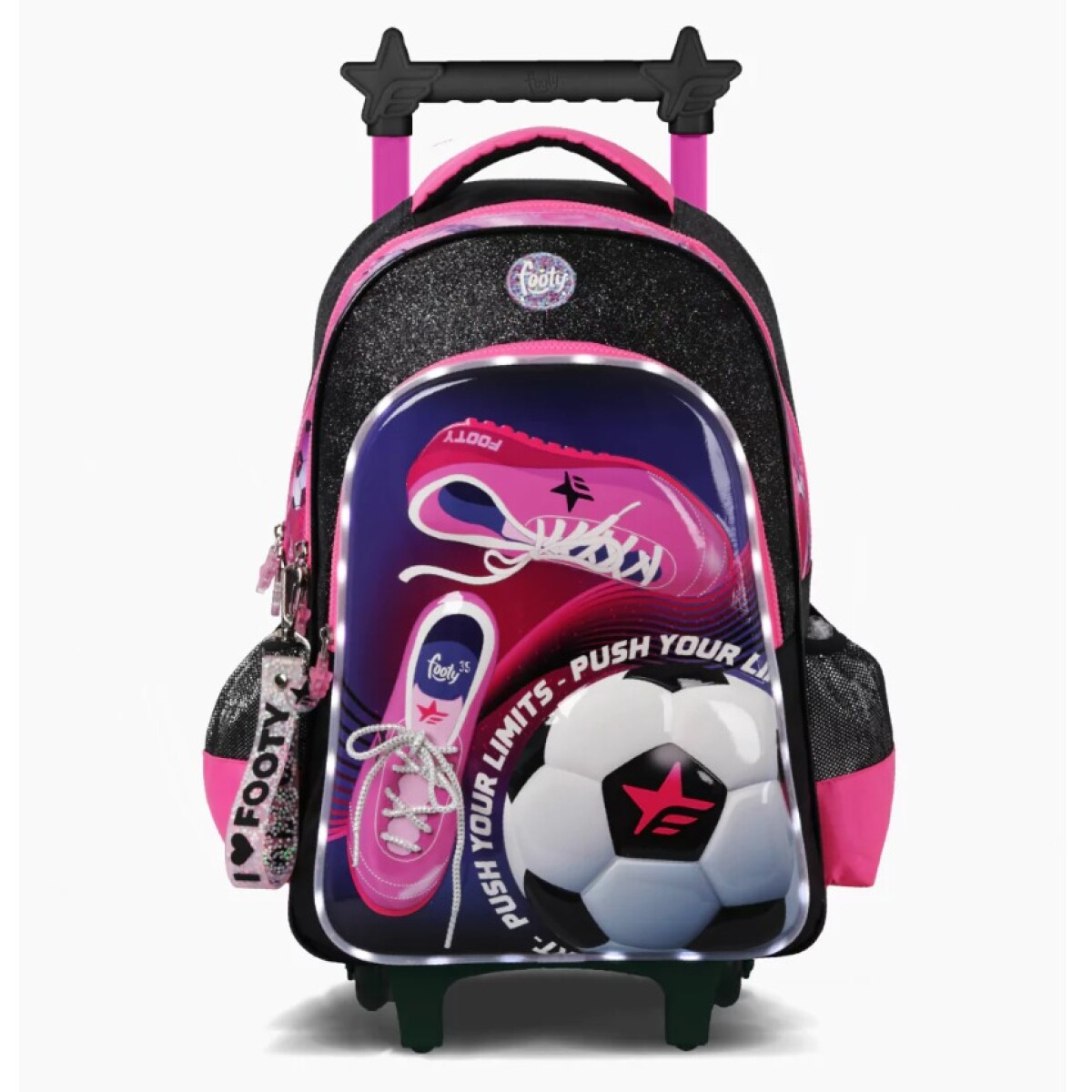 MOCHILA FOOTY 18" CON LUZ ROSA FUTBOL 