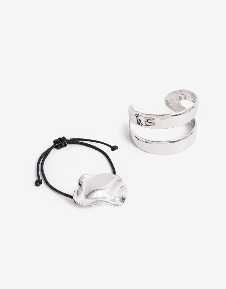 Pulseras Rígidas Sets Metal Set De Pulseras Metal - Plateado Rodio