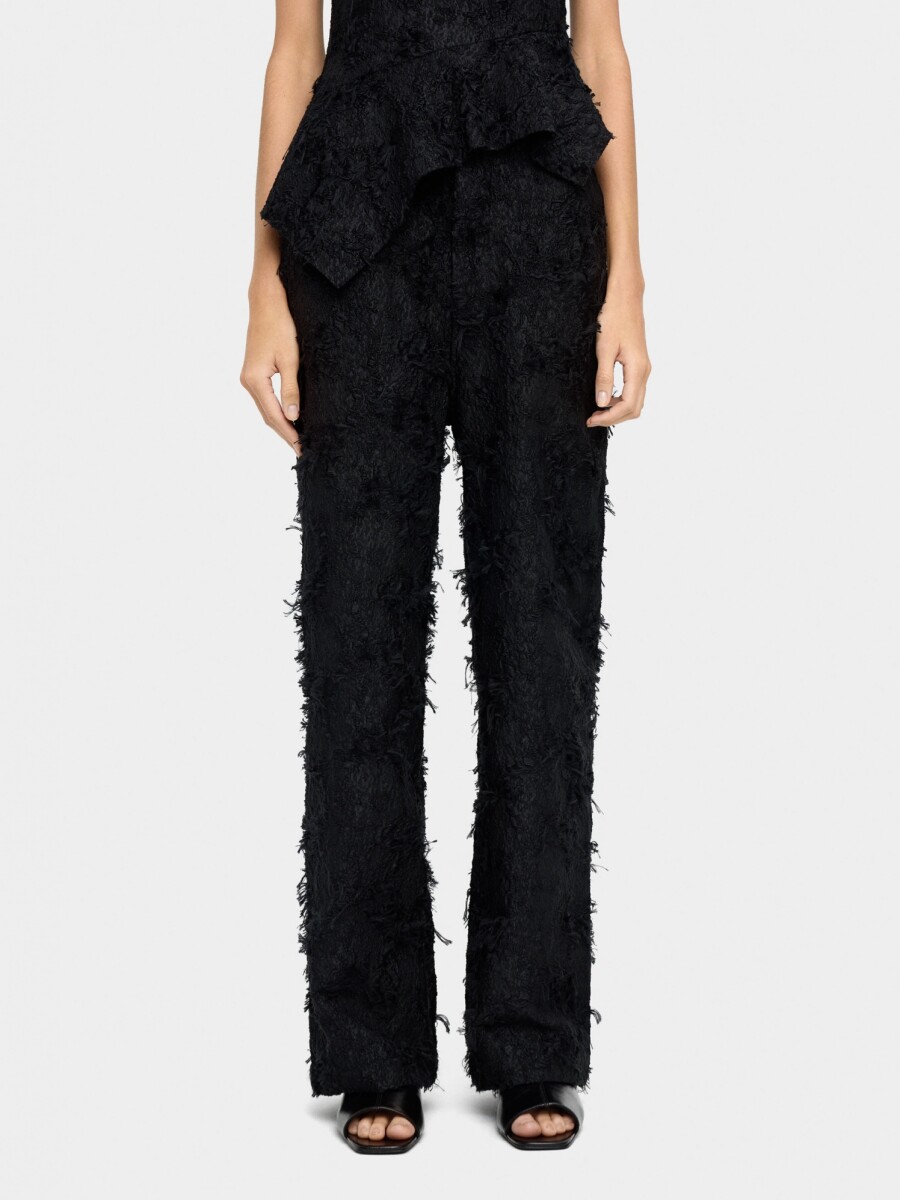 Pantalón Con Textura De Algodón negro