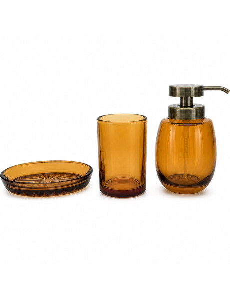 SET DE BAÑO DISPENSADOR, VASO Y JABONERA AMBAR SET DE BAÑO DISPENSADOR, VASO Y JABONERA AMBAR