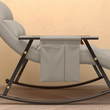 Sillón Reposera Mecedora Respaldo Ajustable Bolsillo Beige
