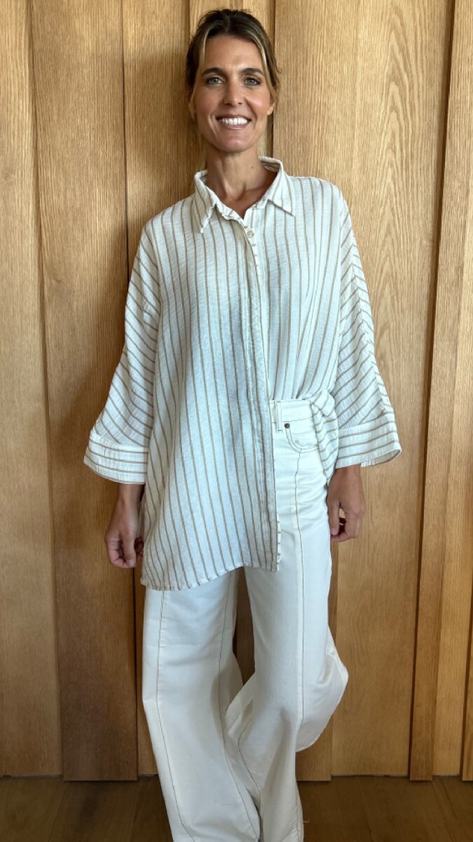 Camisa Tuna - Lino Raya beige gruesa 