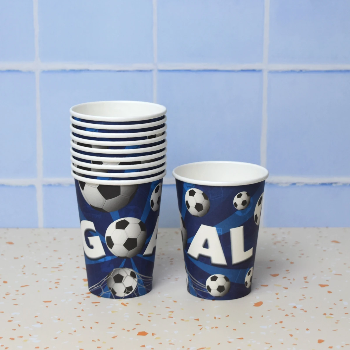 Vasos descartables estampados de futbol 10 piezas 
