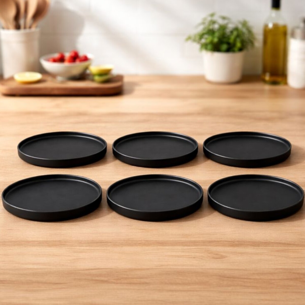 Set x6 Plato de mesa Stoneware D26,5x2cm TOKIO - NEGRO 