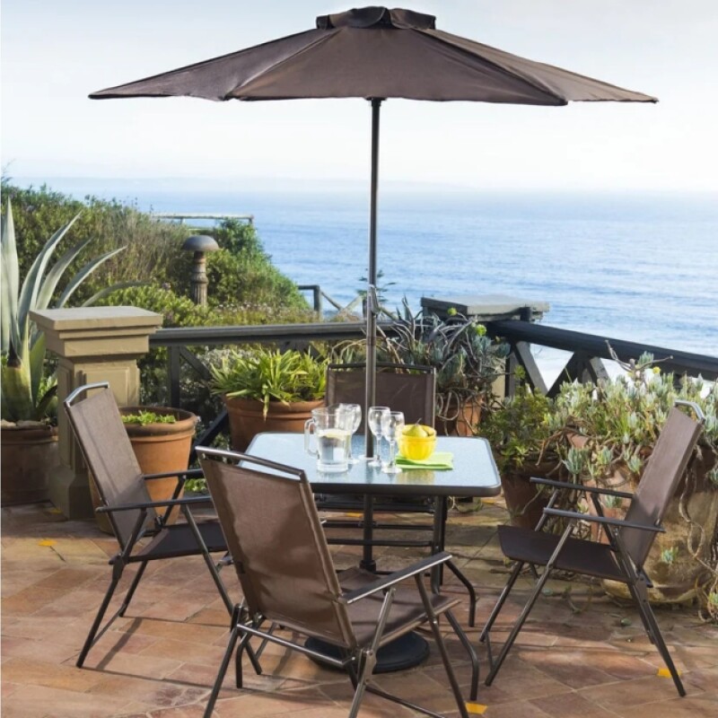 Juego De Jardin Menorca Chocolate Mesa +4 Sillas +sombrilla Juego De Jardin Menorca Chocolate Mesa +4 Sillas +sombrilla