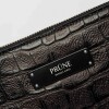 Bandolera Mia En Cuero Grabado Croco Negro