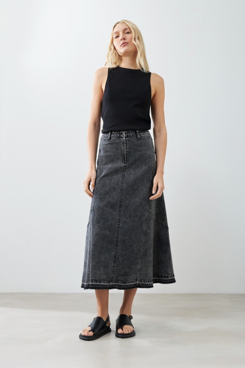 Maxi falda de jean gris oscuro