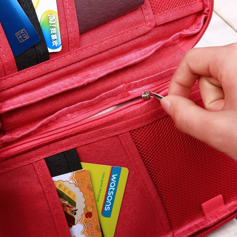 Porta documentos para pasaporte viaje fucsia