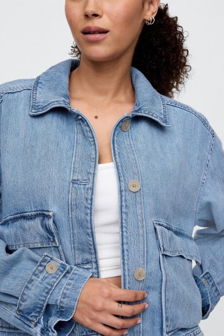 Campera De Jean Utility Mujer Light Wash