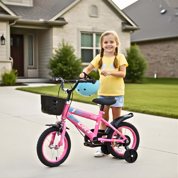Bicicleta Infantil Sport Rod 12 Canasto Parrilla Guardabarros Rosa 2