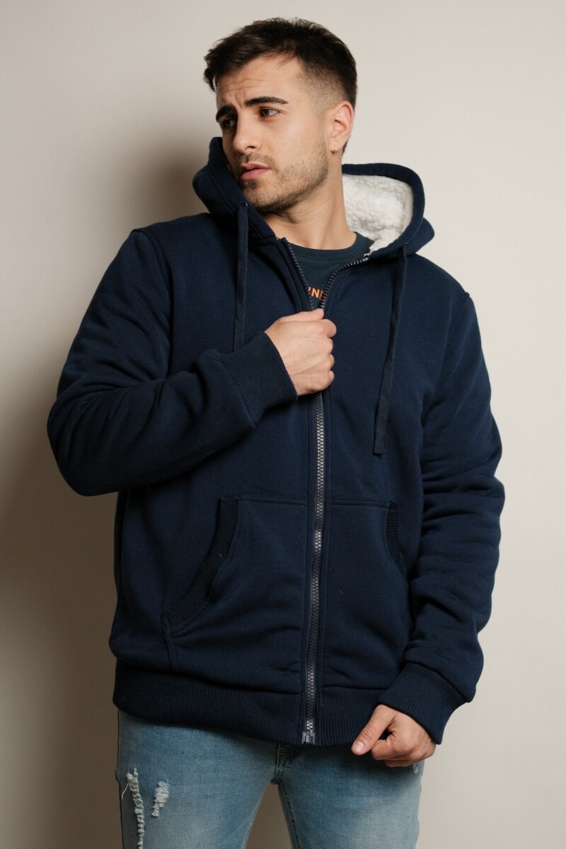 Campera Felpa y Corderito - Navy 