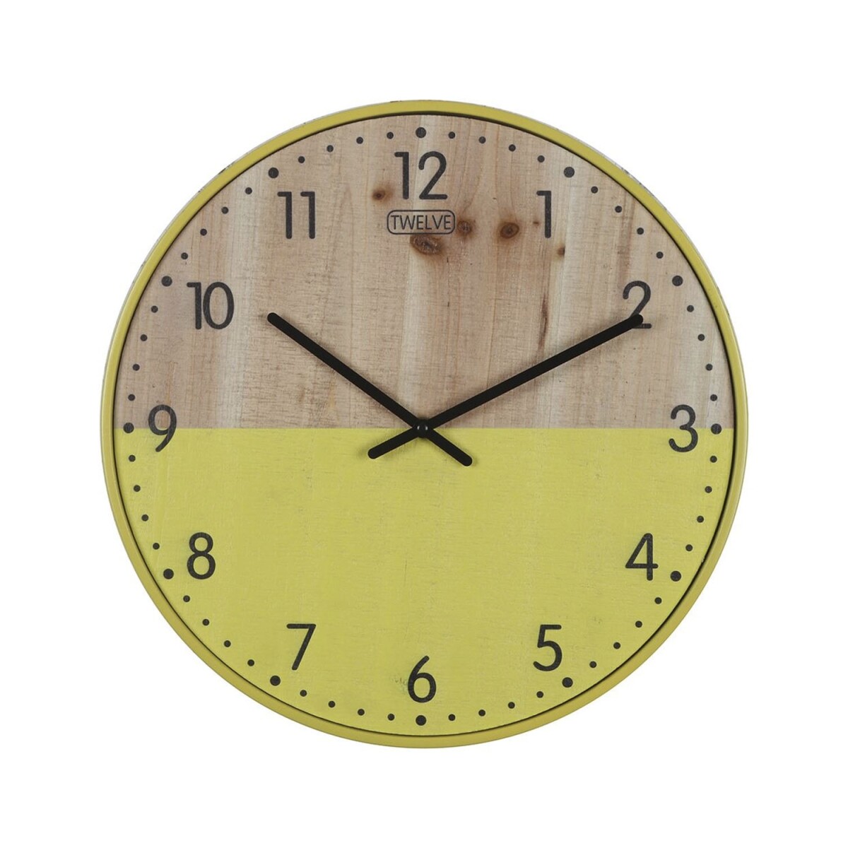 Reloj Analógico de Pared Símil Madera Colorido Selecta 42cm - Amarillo 