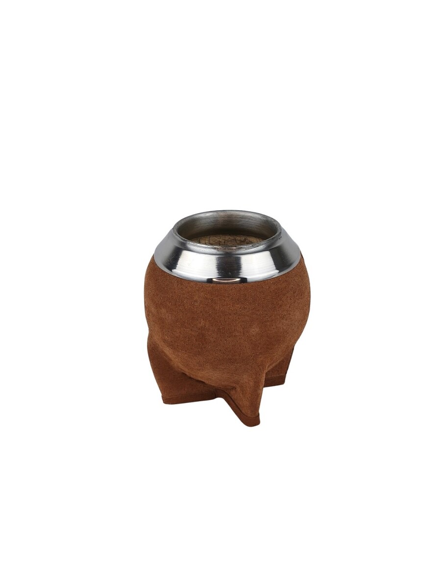 Mate de calabaza forrado en cuero modelo torpedo - oxido 
