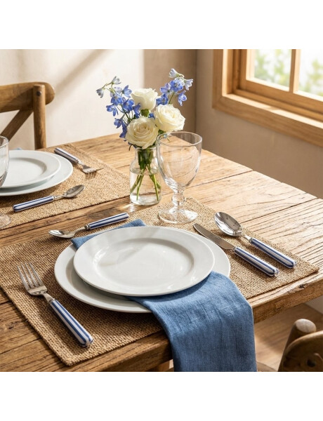 SET 24 PIEZAS CUBIERTOS MANGO RAYAS AZUL "BARCELONA" SET 24 PIEZAS CUBIERTOS MANGO RAYAS AZUL "BARCELONA"