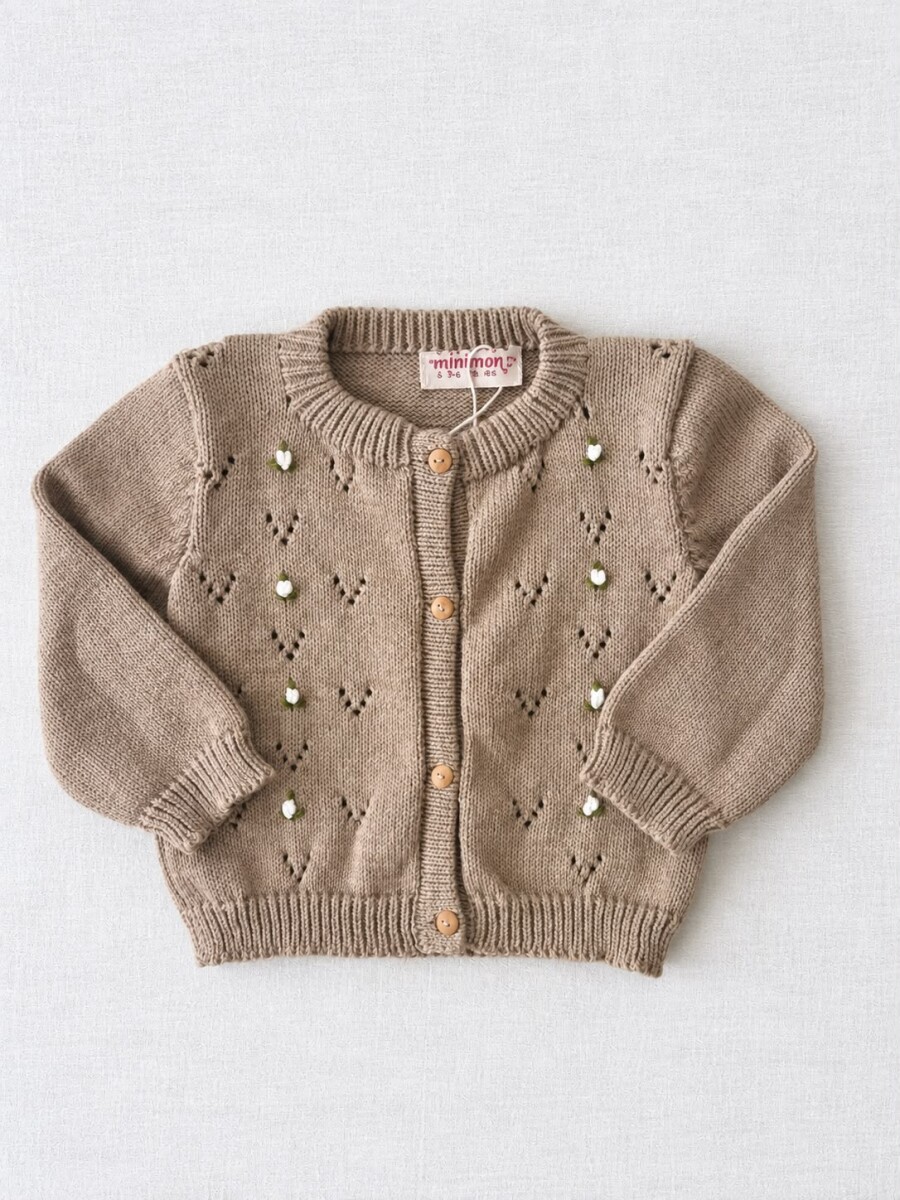 Saco calado flores beige 