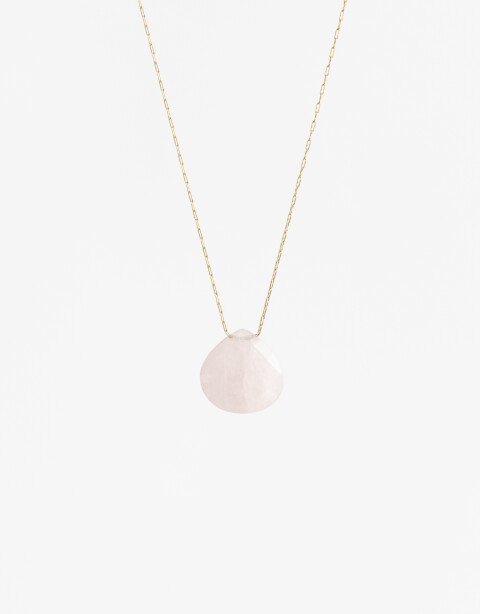 Cadena Corta con Dije Piedra Cadena Acero Healing Rituals Cuarzo Rosa - Rosa Claro