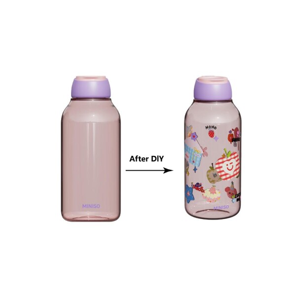 Botella DIY + stickers rosa