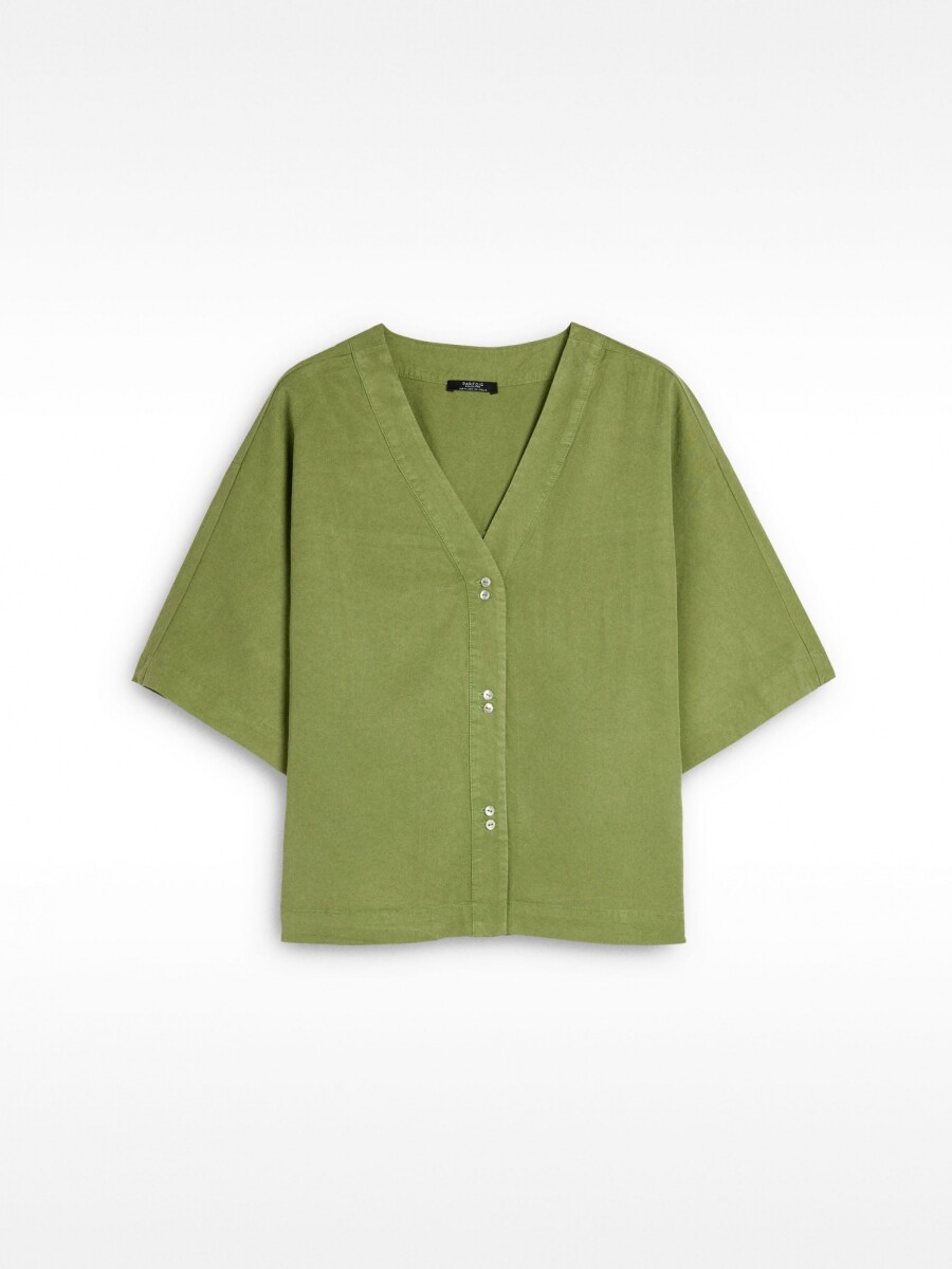 Camisa Manga Corta 100% Lyocell verde