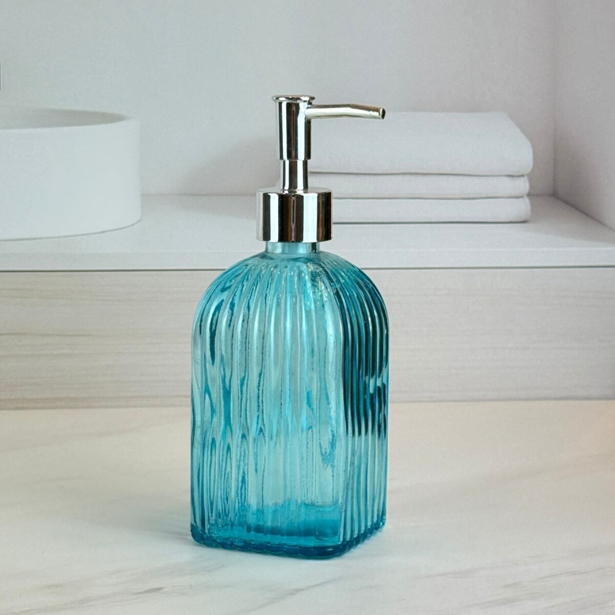 Dispensador Jabón Vidrio 500ML Alto 20cm x Ancho 7cm x Largo 7cm 