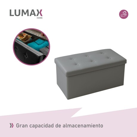 Puff Baúl Lumax Plegable 75x38 cm Organizador Living Dormitorio Gris Oscuro