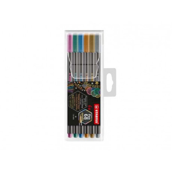 Marcador Stabilo Pen 68 metalizado - 6 colores Única