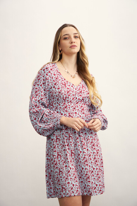 Vestido Sara Lila con estampado rojo