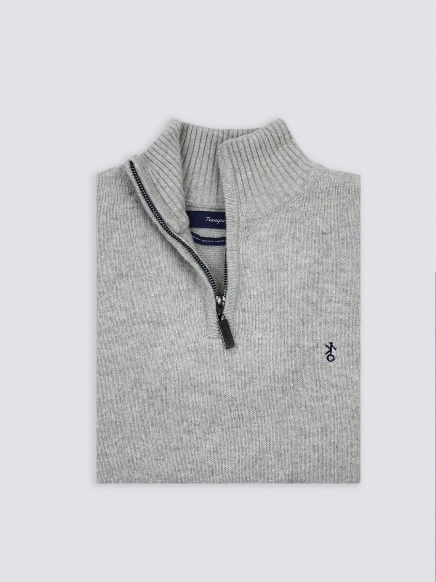 Remera Medio Cierre Criollo - Gris Claro 