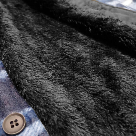 Campera Camisa Leñadora Cangurito Capucha Botones Azul