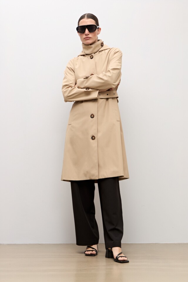 Trench clásico capucha desmontable beige