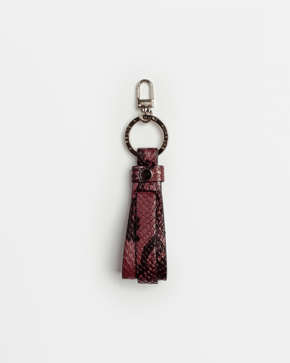 Llavero Melly En Cuero Snake Metalizado Bordeaux